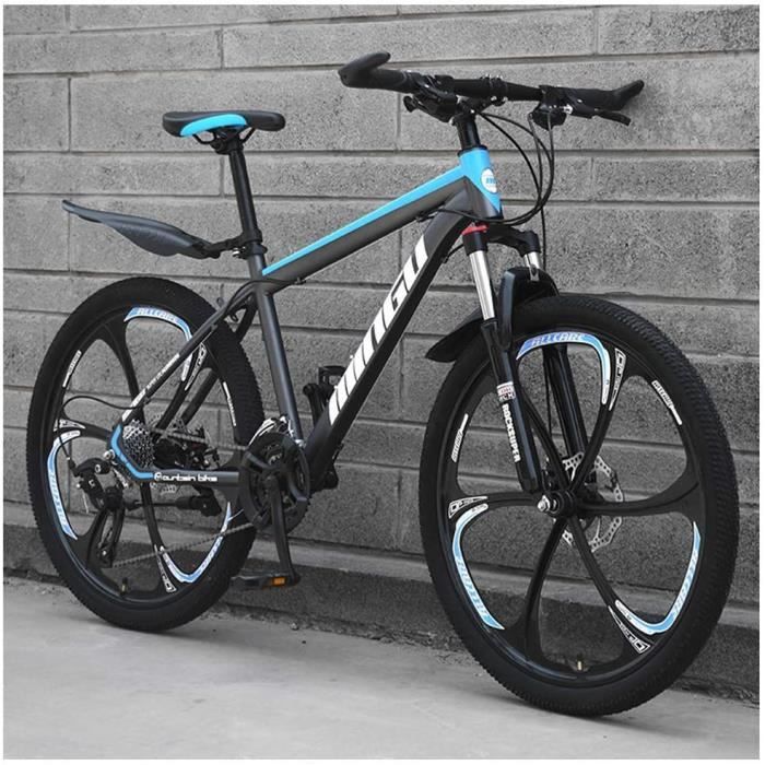 Gjzm Mountain Bike 24 Pouces Vélos Montagne Hommes Femmes Vélo Acier Carbone Transmission 30 Vitesses Tout-terrain Vtt Av