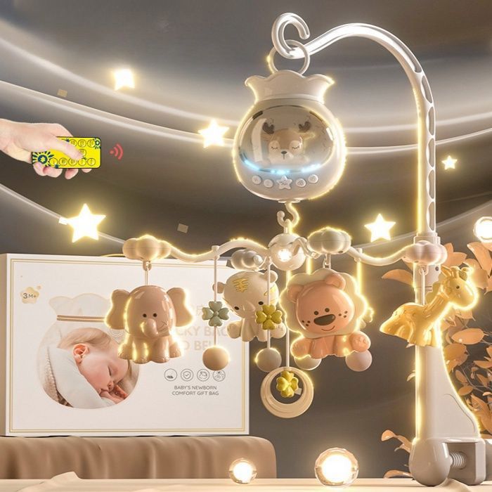Mobile Bebe Arche pour Poussette Hochet Bebe Decoration de Lit pour Garcon et Fille Jaune Bebe Mobile