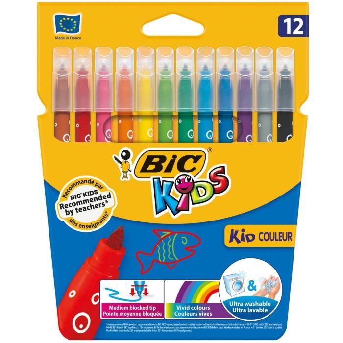 BIC Kids Kid Couleur 12 Feutres de Coloriage  Cdiscount BeauxArts et