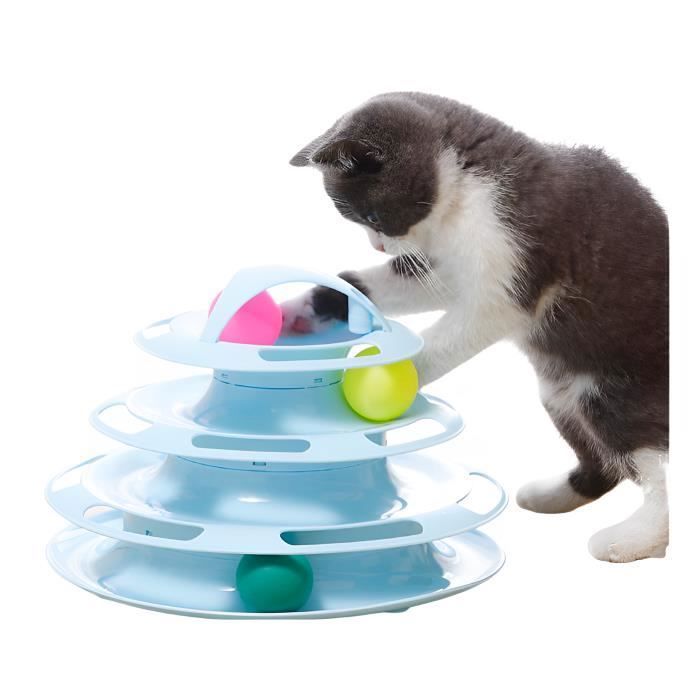 Meilleurs prix pour Jouets Chat, Jouet Labyrinthe Chats 4 Couches, Jouet Balles pour Jeu Chat Chaton, Jouet Chat Interactif (Bleu)