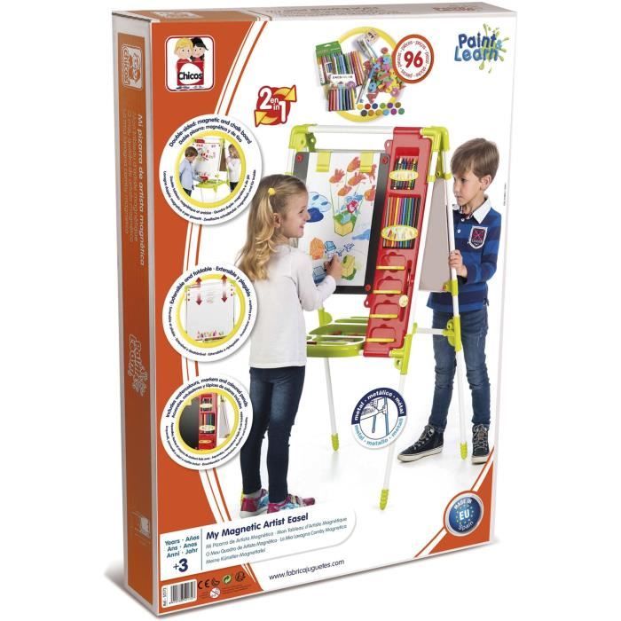 Chicos - Tableau Enfant 2en1: pour feutreseffaçables et craies de coleurs. Inclus 1 feutre et 10 craies. +36 mois. Ref. 53029