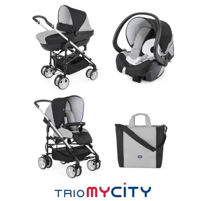 CHICCO Poussette combin e 3 en 1 TRIO MYCITY Coal Cdiscount
