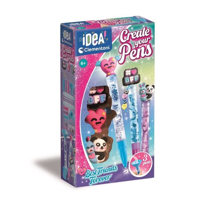 Crée tes Stylos - Clementoni - Mini atelier des Stylos - Coffret Bestfriends - 3 Stylos inclus et accessoires - Dès 6 ans