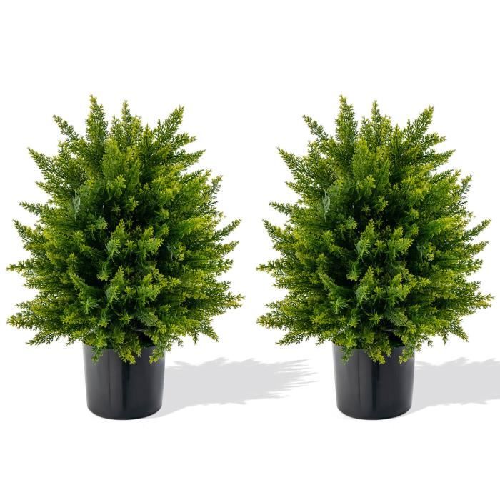 Arbre Artificiel De Pin 80cm - Faux Cèdre Topiaire Avec Pot En Plastique Pour Intérieur Et Extérieur