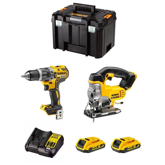 DeWALT Kit DWK200 DCD796 + DCS331 + 2 x 2 0 Ah + DCB107 + TSTAK VI - vue 1