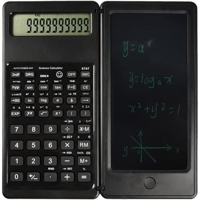 Calculatrice Avec Tablette D'écriture LCD - Rechargeable USB-C, écran Effaçable, 12 Chiffres, Silencieuse