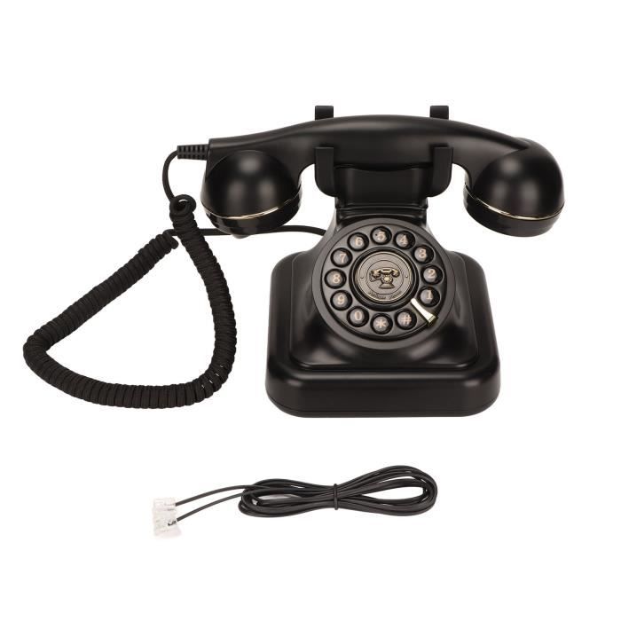 Fdit Téléphone fixe vintage Téléphone Rotatif Vintage, Bouton de