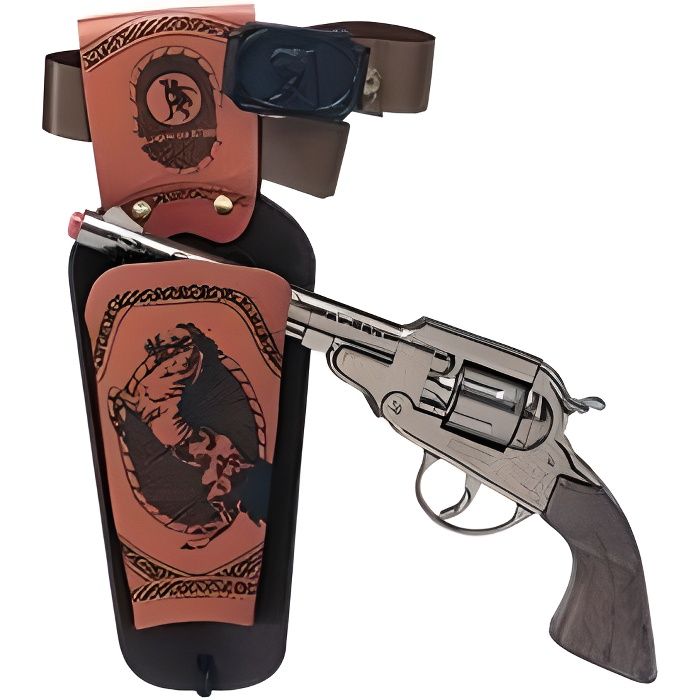 Ceinture avec double étui pistolet marron homme