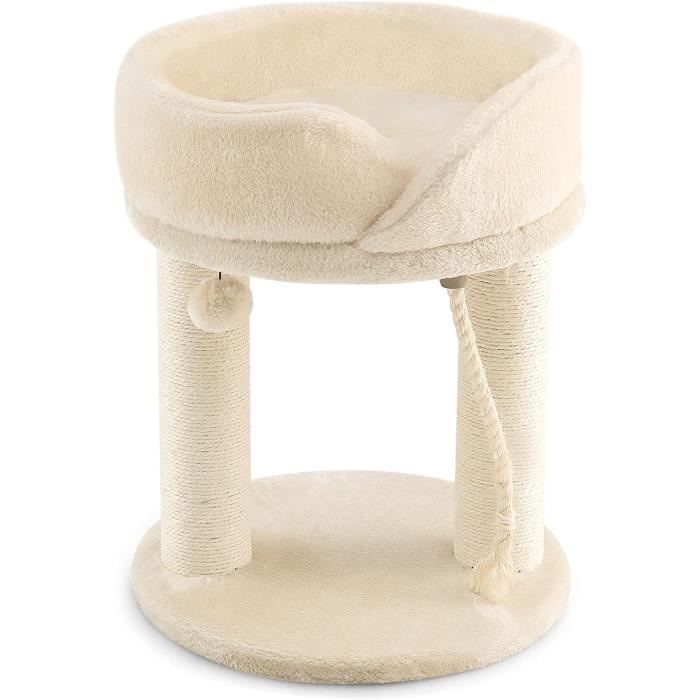 Comparer les prix de GOPLUS Arbre à Chat 53 CM en Bois Recouvert Peluche, Poteaux en Sisal, Nid Confortable Détachable, Boule Suspendue, Beige