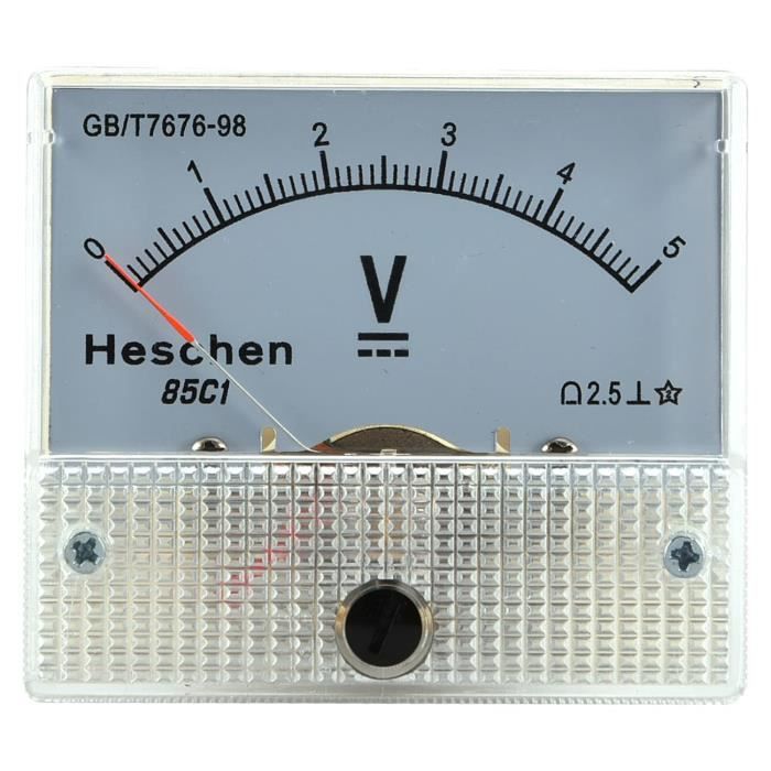 Heschen 85 C1–5 V rectangle Panneau monté Tension Mètre testeur de Voltmètre  DC 0–5 V Classe 2,5 Blanc - Cdiscount Bricolage