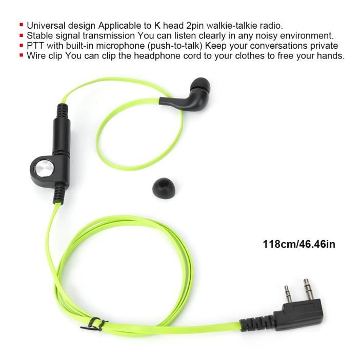 Microphone H-250 PTT Militaire – Compatible Kenwood, Baofeng, Radio 2 Pins, Neuf
