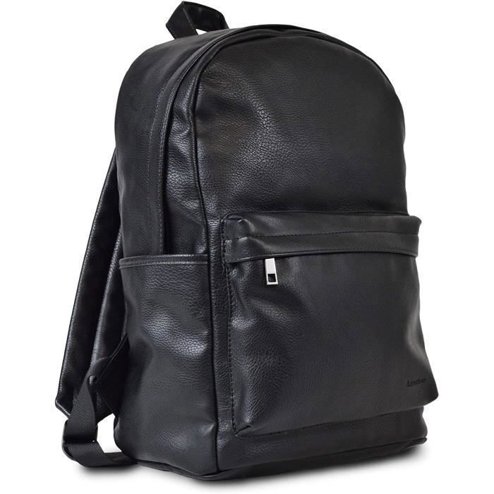 KINSTON - Sac à Dos Effet Cuir Noir
