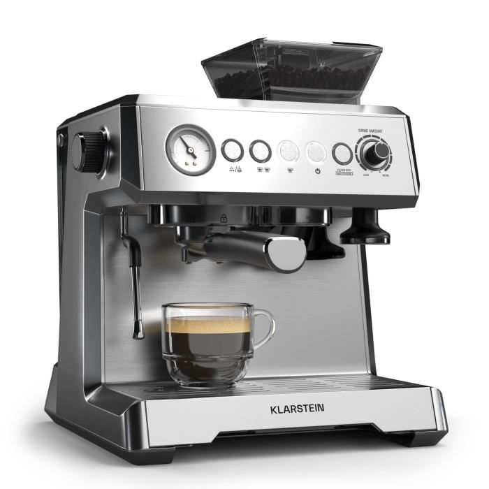 Klarstein GrandPresso Machine à expresso broyeur de précision buse vapeur Machine à café Barista affichage de la pression 20 bars