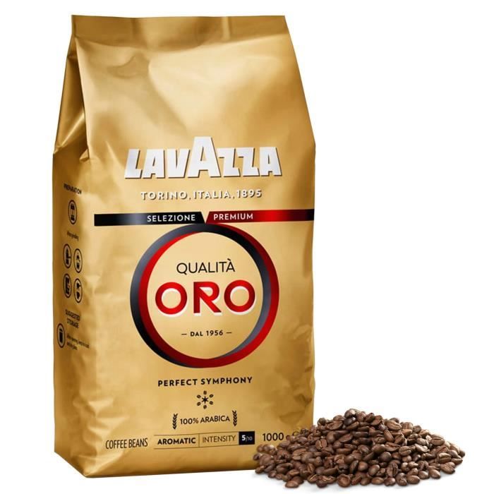LAVAZZA Qualita Oro-Coffee en grains, torréfaction moyenne, café italien 1kg