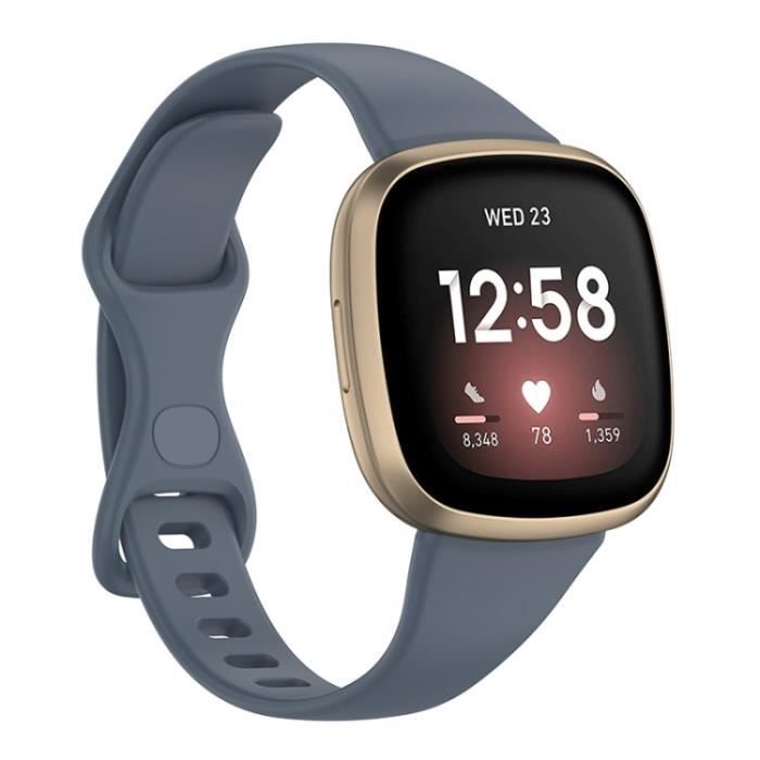 Connecteur De Bracelet Pour Fitbit Versa 4-3-Fitbit Sense Soft Tpu Strap  Semplacement Bande De Montre Réglable, Taille S,Bleu Gris