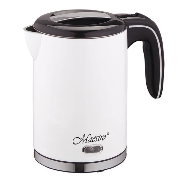 Bouilloire électrique en acier inoxydable 1.2L 1500W (Blanc)