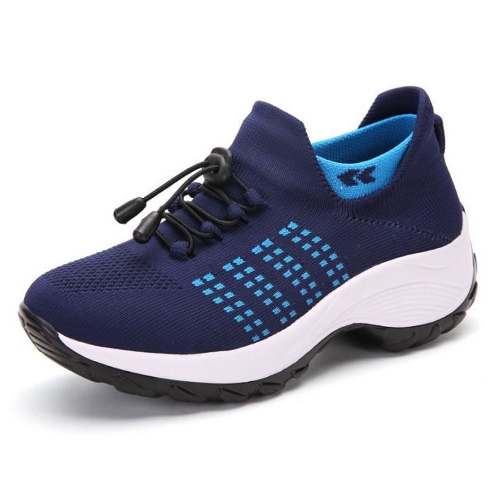 Basket Femme FONDUPIN Chaussures de Sport Travail Running Femmes Bleu Respirant Leger Confortable