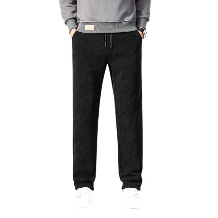 Pantalon Velours Cotele Homme Coupe Droite Taille Elastique Automne Hiver Casual Pantalon Confortable Couleur Unie Noir Noir Cdiscount Pret a Porter