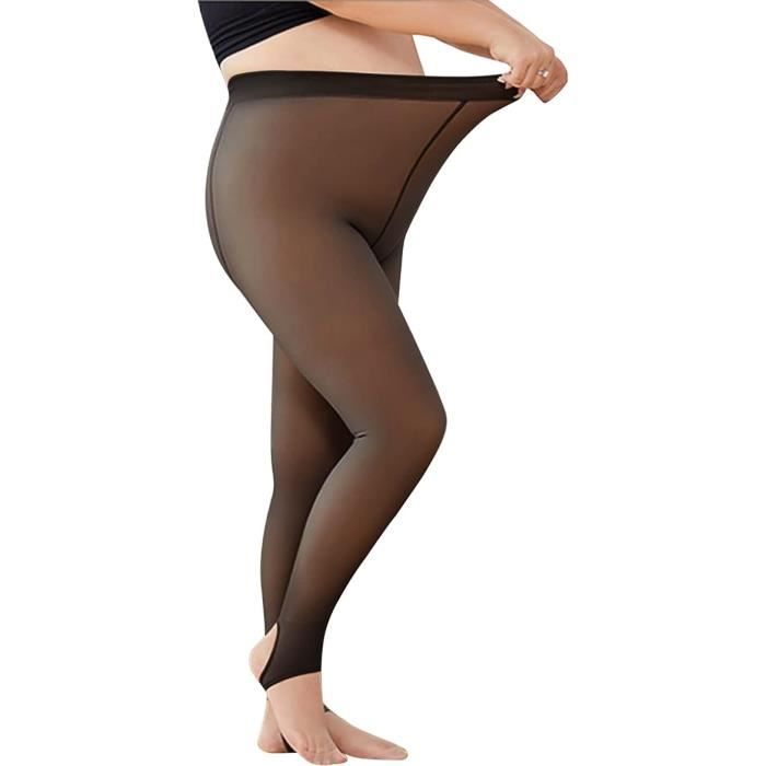 Collant Polaire Femme Effet Transparent Grande Taille,Collant Thermique  Indéchirable Femme Grande Taille,Collant Chaud-Tapez du pied