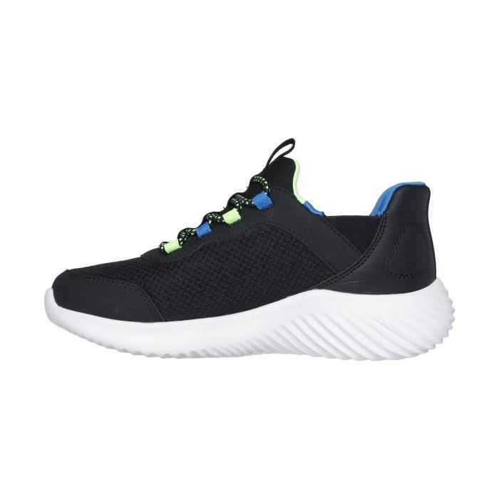 Skechers Basket Basse - SKECHERS - Bounder Brisk Burst - Noir Bleu Lime - Lacets extensibles - Confort exceptionnel