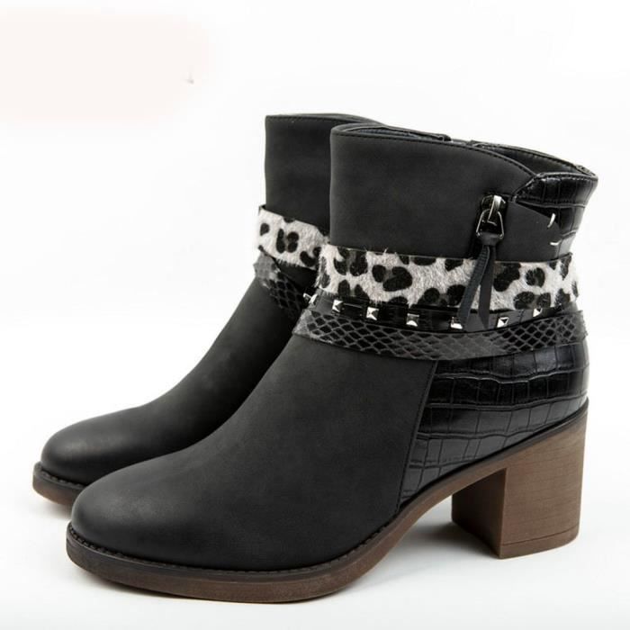 bottine noir et leopard