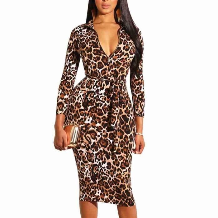 robe moulante leopard