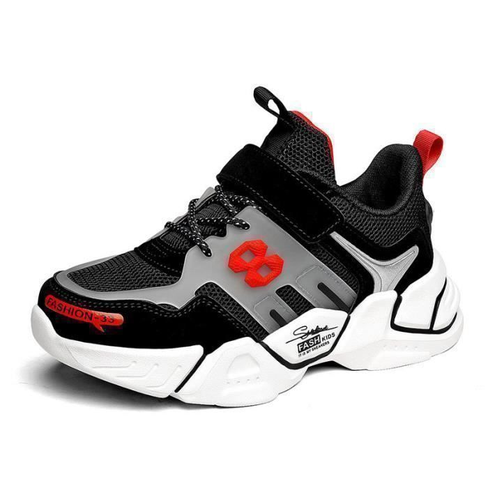 Doringin Mode Chaussures De Basket Pour Enfant Garcon Taille 28 39 Avec Velcro Semelle Epaisse Noir Cdiscount Chaussures