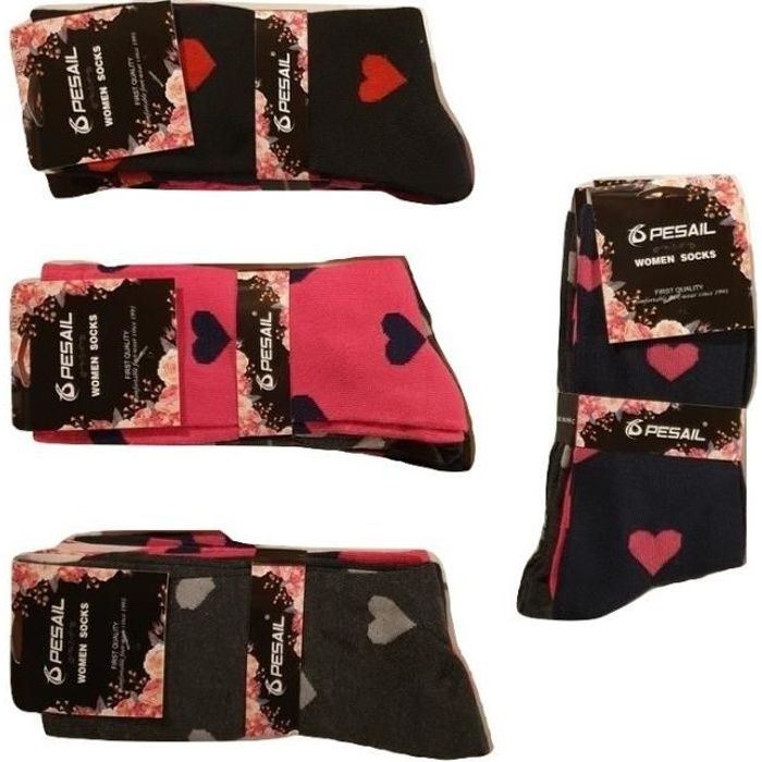 PESAIL Lot de 6 paires De chaussettes Femme Multicolore