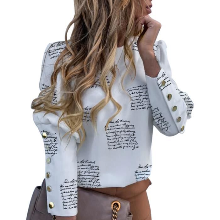 SCBFDI Chemise Femme Coton Manches Longues Dégradée - Blouse Habillée Et Décontractée Boutonnée