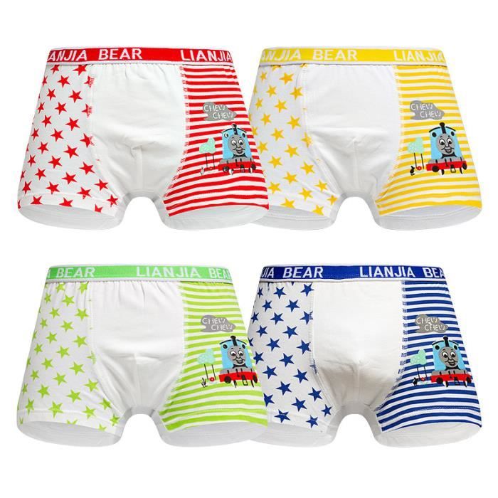 Boxer en Coton pour garçons sous-vêtements 8-18 Ans Slip 4-Pack Set Multicolore Design Italien Ultra Doux 
