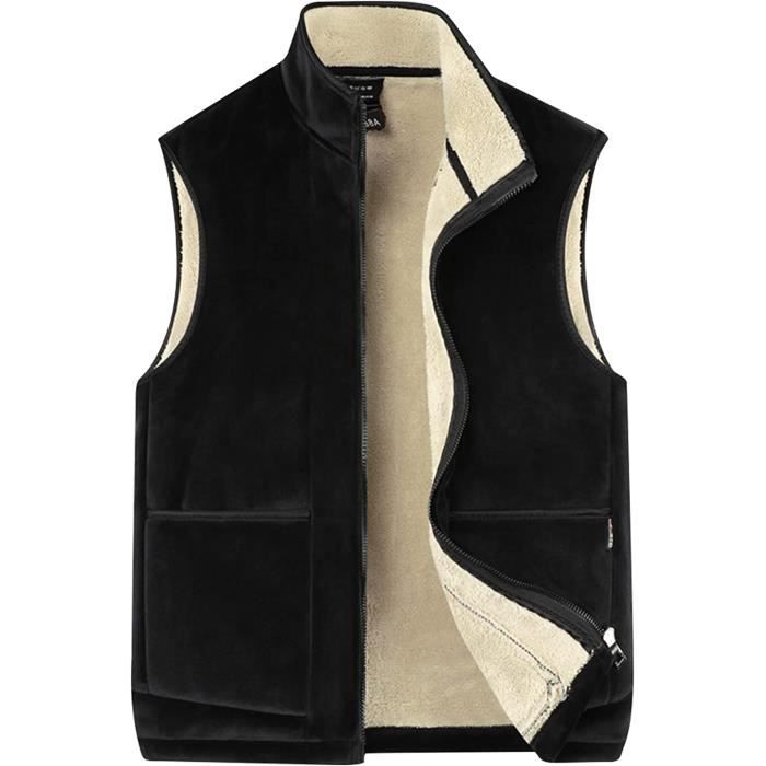 Gilet Sans Manches Polaire Hommes Hiver Veste Sans Manche avec