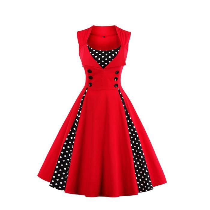 Robe Femmes Vintage des Années 50 Elégantes avec à Pois Rockabilly