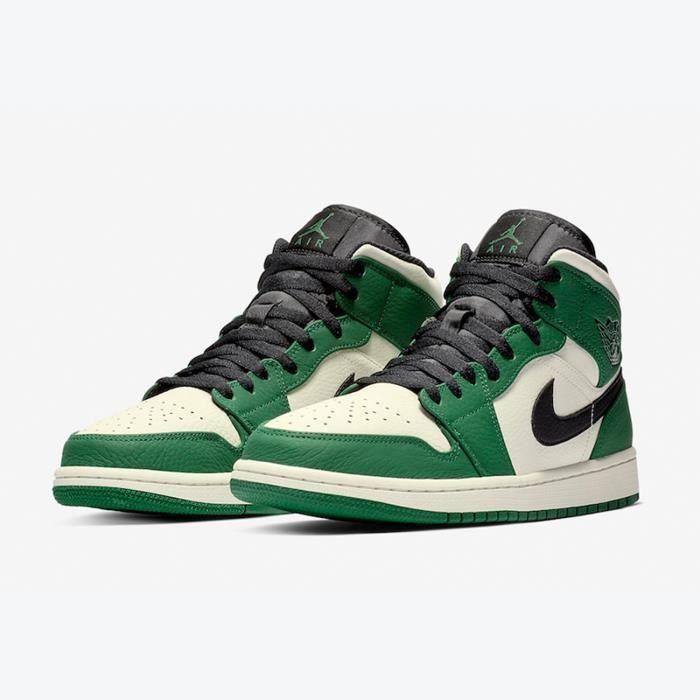 Discount Jor.dans 1 Baskets Homme Et Femme Blanc Et Vert Blanc et
