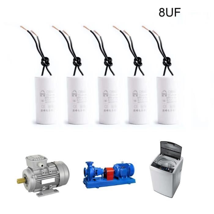 Condensateurs à moteur 450V CBB60 pour la machine à laver Condensateur de pompe à eau 8UF
