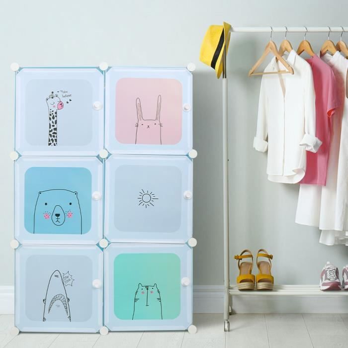 Armoire Modulable de Rangement Enfant 12 Cubes, Armoire plastique Bleu,  pour Jouets, Vêtements, Chaussures - Cdiscount Maison