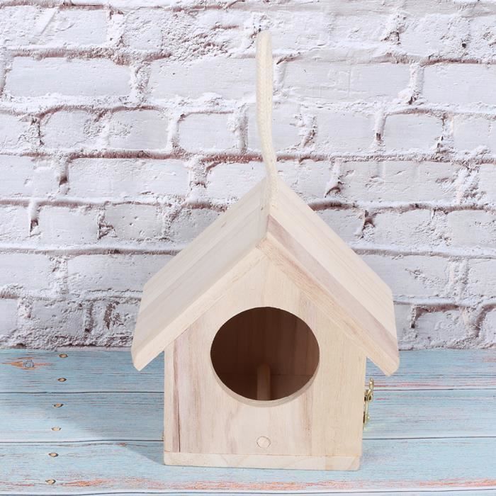 Comparer les prix de OMABETA Nichoir à oiseaux Maison d'oiseaux suspendue en bois pour l'extérieur, boîte de nidification, Cage, jardin filet