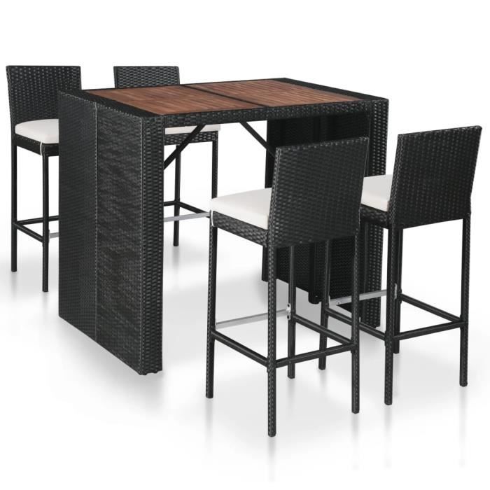 Luxueux Magnifique Moderne Mobilier De Bar 5 Pcs Resine Tressee Et Bois D Acacia Noir Achat Vente Ensemble Table Et Chaise De Jardin Luxueux Magnifique Cdiscount