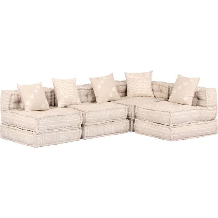 canape lit canape d angle banquette clic clac contemporain modulaire a 4 places beige tissu achat vente canape sofa divan cdiscount