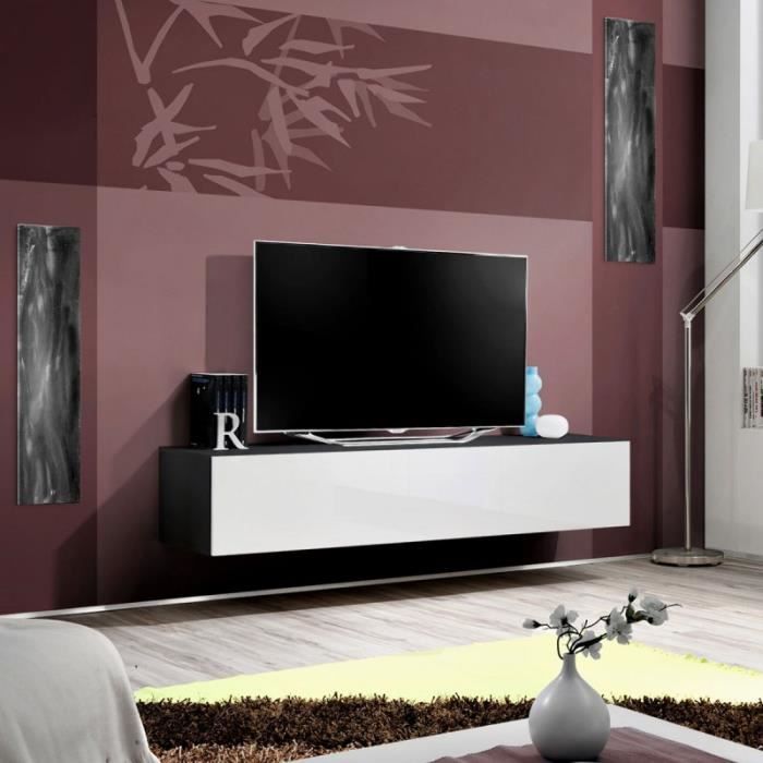 Meuble Tv Mural Design Fly I 160cm Blanc Noir Paris Prix Achat Vente Meuble Tv Mural Meuble Tv Mural Design Fly I 160cm Blanc Noir Paris