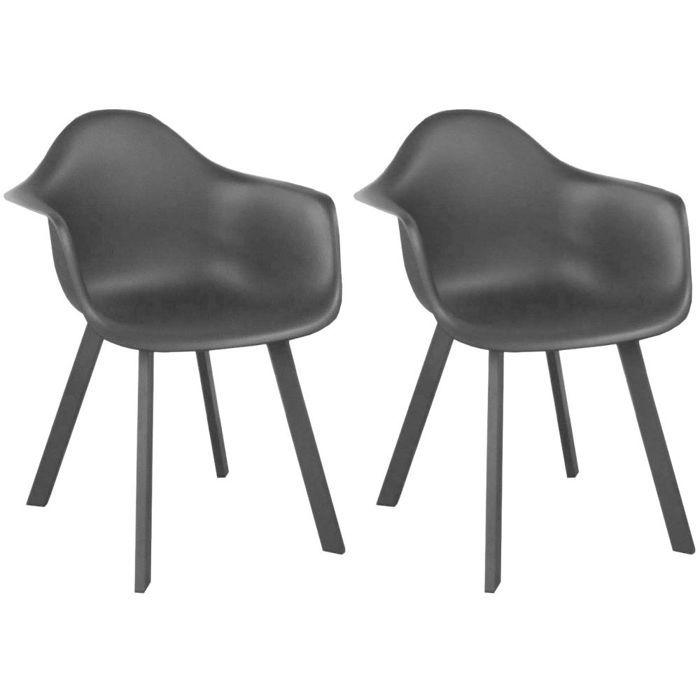 fauteuils de jardin en aluminium et résine jato (lot de 2) gris anthracite