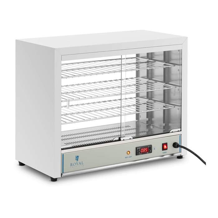 Vitrine chauffante Bac de récupération Température de chauffe 30-85dc 36x64x53cm 1000W Royal Catering RCHT-1000