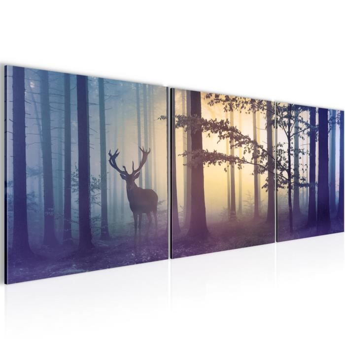 Ceanothe Tableau Sur Toile Cerf Sauvage 30x45 Cm - Décoration Murale HD Fabriquée En France Bois FSC