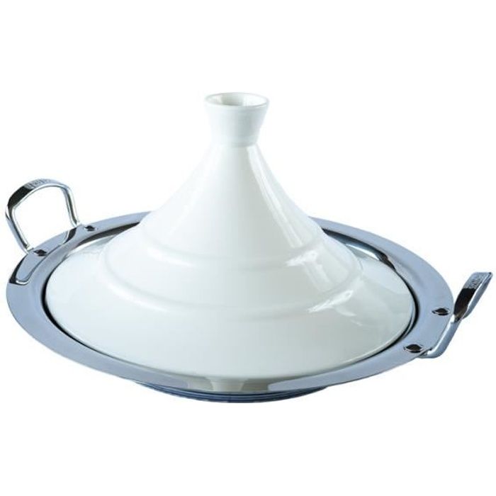 Tajine Inox 28cm 2.6L - Pour 8 Personnes - Tous Feux Dont Induction - Poignées Silicone