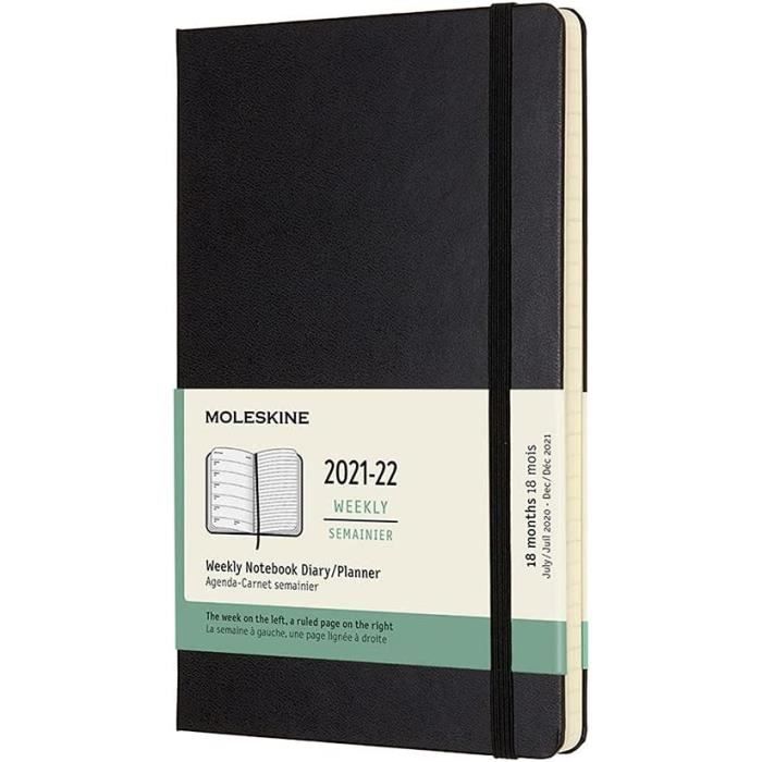 Moleskine AgendaPlanificateur Hebdomadaire 18 Mois, Agenda Semainier