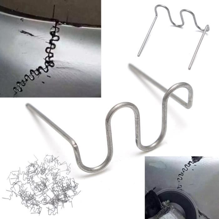 linger 6x100pcs 0,6/0.8mm Stapleurs D'agrafes d'acier en Acier Inoxydable en Acier Inoxydable en Plastique Soudeur Tool De Voiture Endommagée Kit De Réparation De Pare-Chocs Accessoires 