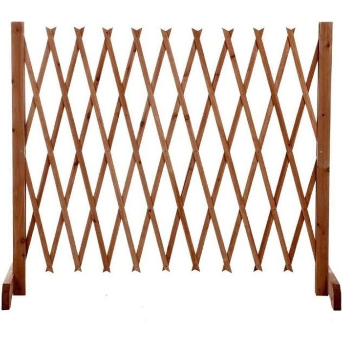 Barrière de protection extensible en bois - TERRE JARDIN - 90 x 150 cm - Marron - Réglable - Bébé - Mixte