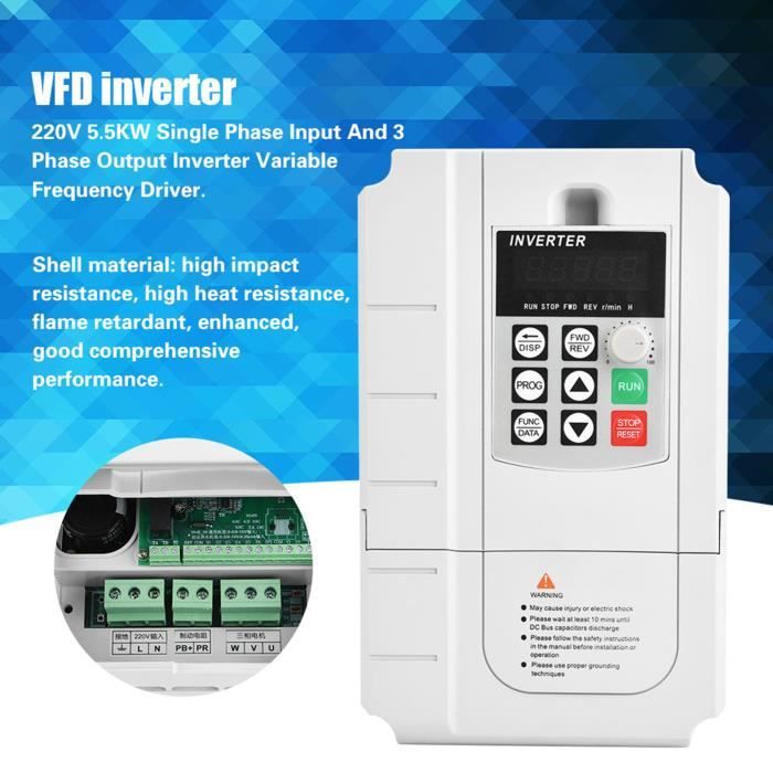 Convertisseur Fréquence Variable 1.5KW 220V Monophasé Vers Triphasé - Pour Pompes, Machines, Ventilation - 2