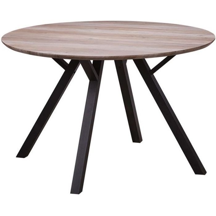 Table de repas Ronde Chêne et pieds Noirs - ALANA - L 120 x l 120 x 76 - Maison