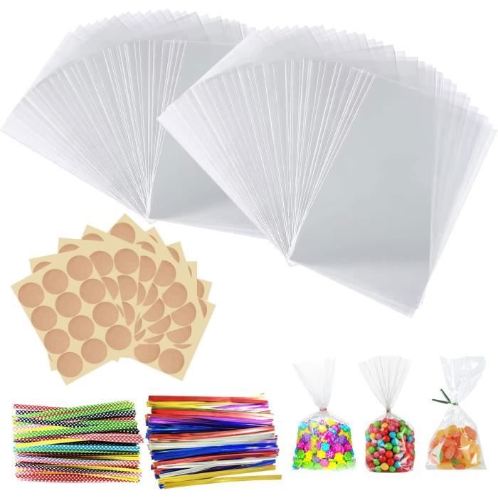 200 Sachet Plastique Transparent Petit Sachet Bonbon Sac Plastique Pour  Biscuits Avec 200 Rubans Torsadés Et 120 Autocollant[P257] - Cdiscount  Bricolage