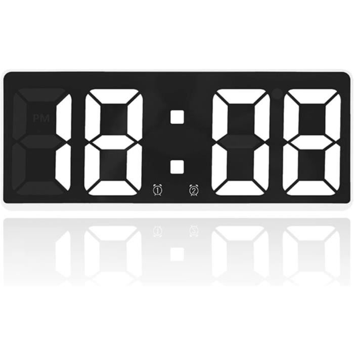 Réveil Numérique LED Grand écran 6 Pouces - Affichage Température, Date, Alarme - Luminosité Réglable - Éclairage Couleur Bas - 2